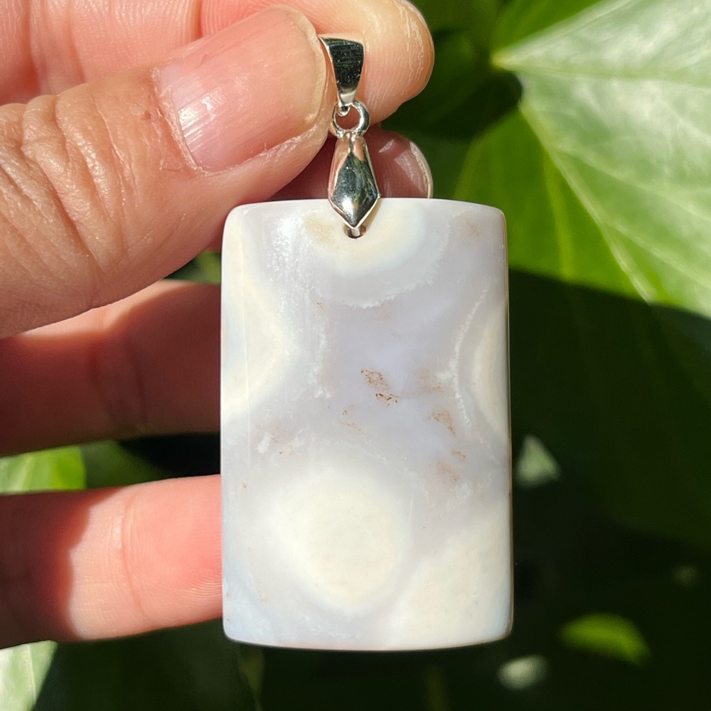 Silver plated‎ rectangular ocean jasper pendant